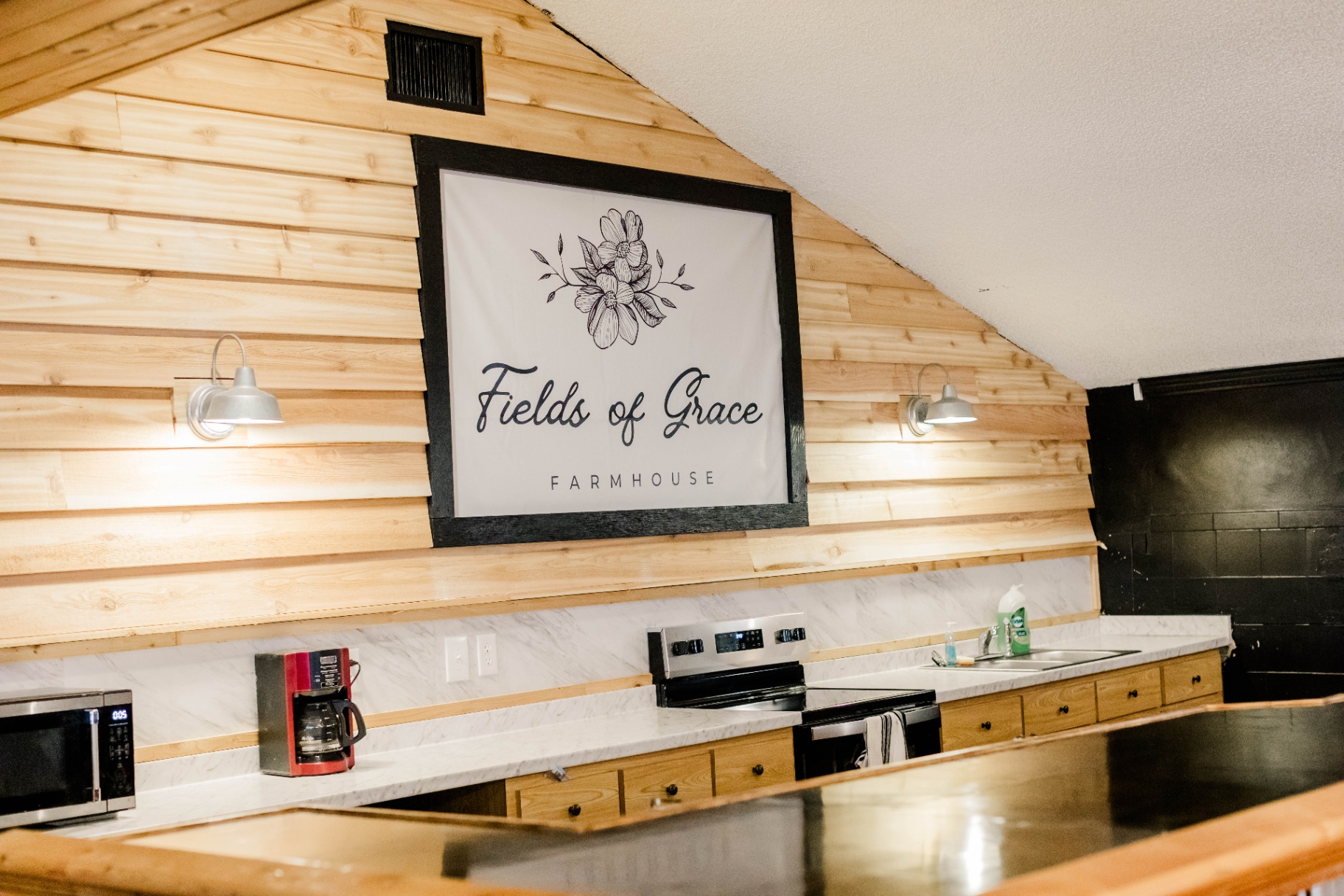 The Farmhouse Kitchen — Prep space for caterers at Fields of Grace Farmhouse in Lake Butler, FL