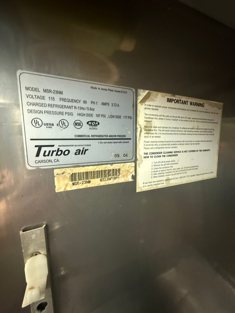 Turbo Air Commercial Reach-In Refrigerator, 19 cu. ft. — photo 5